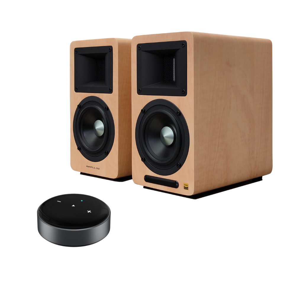 A80 Active Bookshelf Speakers and WiiM Mini Wireless Audio Streamer Bundle - Airpulse Australia
