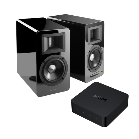 A100 Active Bookshelf Speakers with WiiM Pro Wireless Audio Streamer Bundle - Airpulse Australia