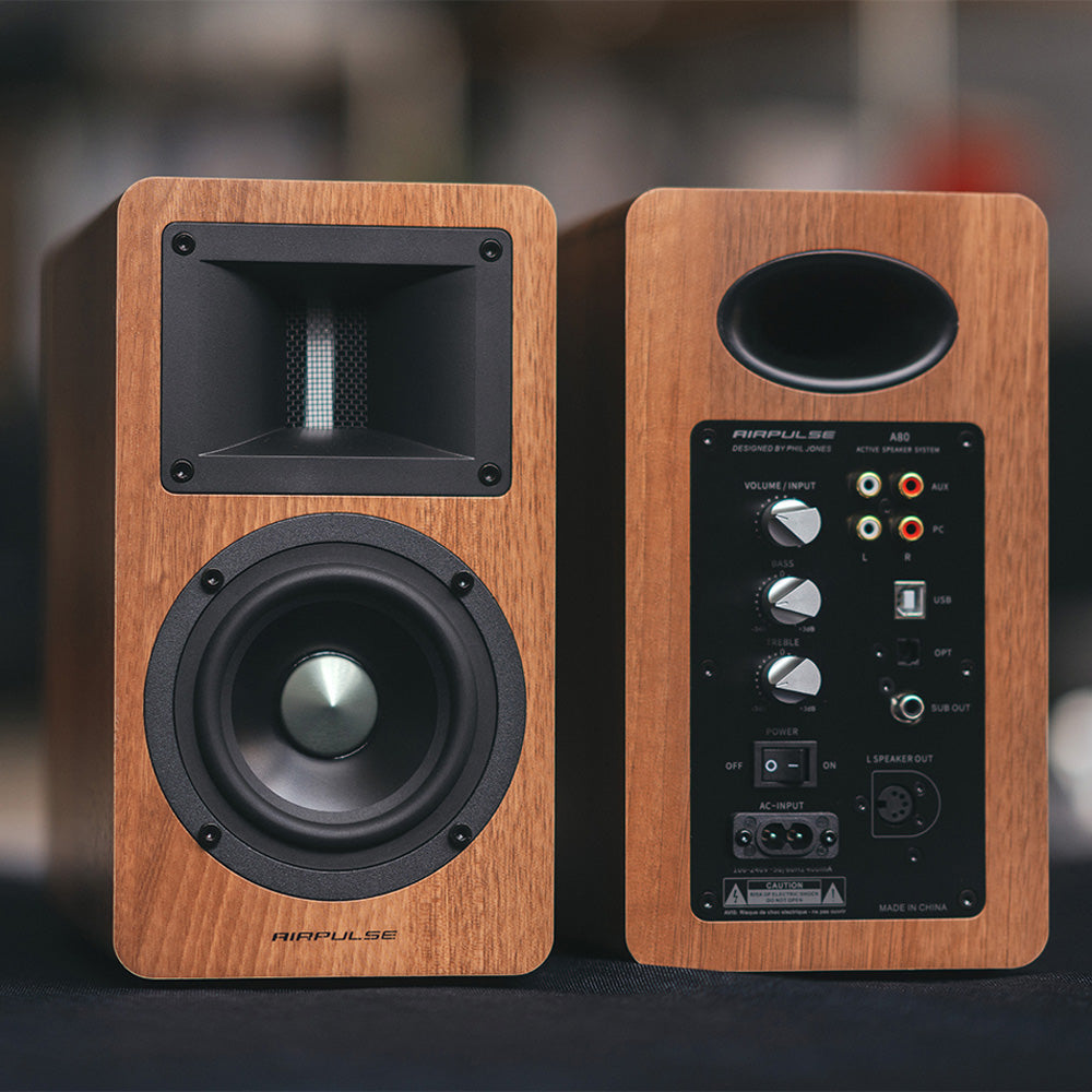 Lenco L-188 Turntable and Airpulse A80 Speakers - Premium Package in Walnut - Airpulse Australia