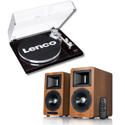 Lenco L-188 Turntable and Airpulse A80 Speakers - Premium Package in Walnut - Airpulse Australia
